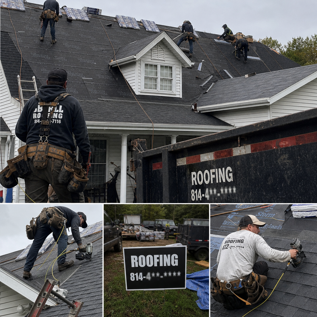 Local roofing contractors working on a home in NW Pennsylvania